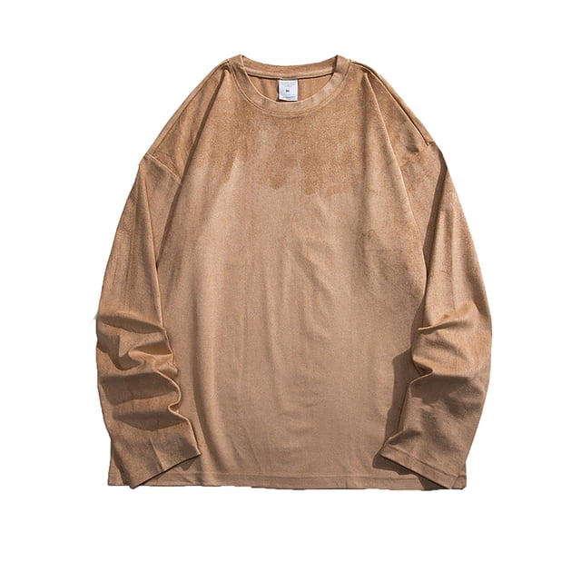 T-Shirts Homme Hipster Hop Longline Col Rond Manches Longues T-Shirt en Daim Tee Shirts Homme Or TTG