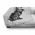 thumbnail image 3 of Bunny Soft Flannel Fleece Throw Blanket, Christmas Theme Rabbit Silhouette in Pencil Drawing Sketchy, Cozy Plush for Indoor and Outdoor Use, 50" x 70", Vermilion Charcoal Grey, by Ambesonne, 3 of 6