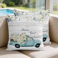 thumbnail image 2 of 16x16 Pillow Covers Set of 2, Spring Daisy Square Throw Pillow Covers for Couch/Sofa/Living Room, White Flowers Country Car Farmhouse Wood Grain Decorative Soft Pillowcases for Couch Throw Pillows, 2 of 9