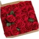 thumbnail image 1 of XmhyTop Flores artificiales rosas 25 piezas rosas verdaderas y falsas con tallo, muy adecuadas para hacer ramos de boda, festivales en el hogar, la decoración más perfecta (rojo oscuro), 1 of 5