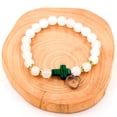 thumbnail image 3 of Uloveido Synthetic Green Malachite Side Cross Bracelet Crystal Beads Strand Bracelets Bangle Mustard Seed Religious Jewelry for Women Y943 (Green), 3 of 7