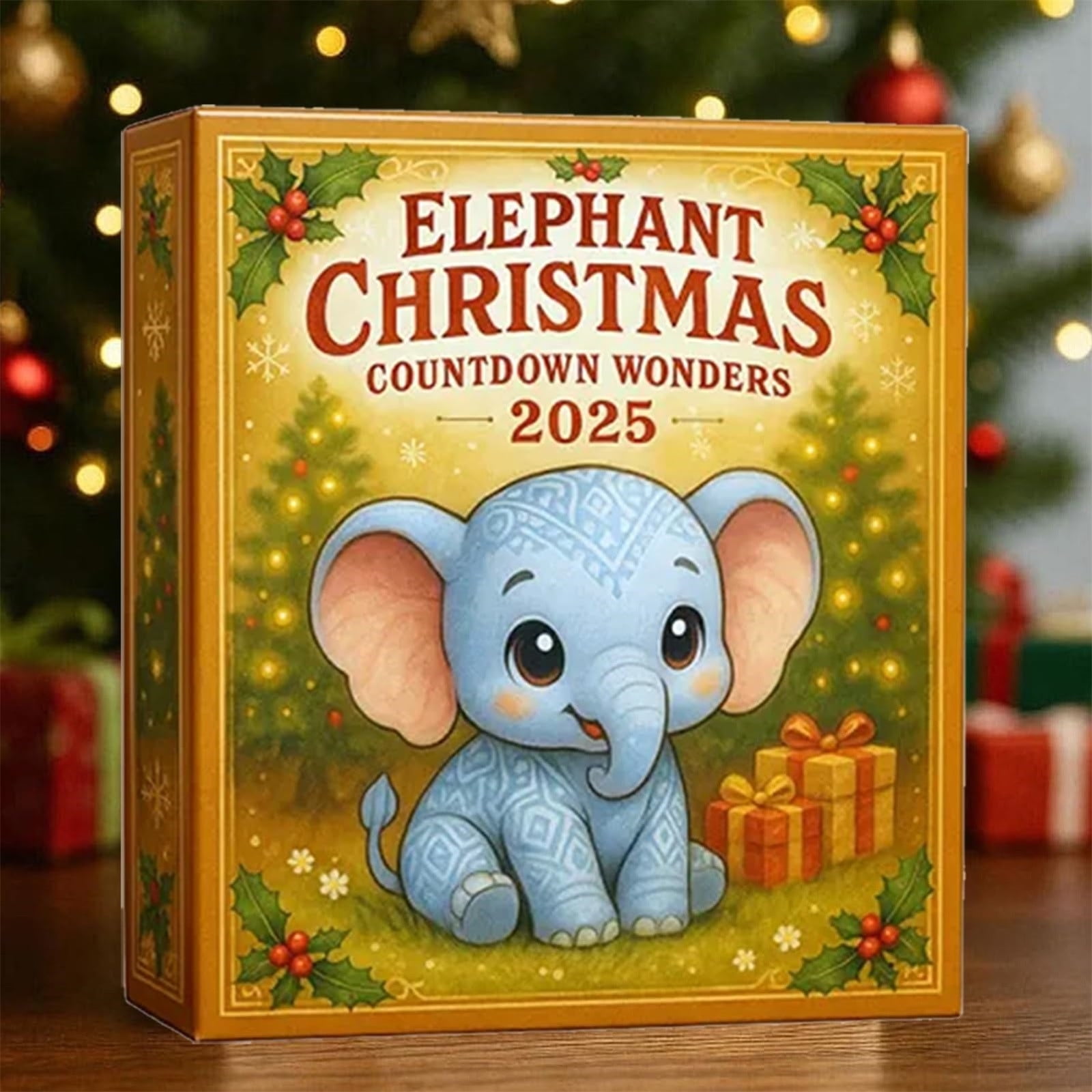 Calendrier De L'Avent éléphant 2025 Acrylique - 24 Pendentifs 2D, Décor Mural Ou De Porte, Réutilisable