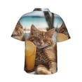 thumbnail image 3 of Daiia Relaxing Cat With Orange Juice Hawaiian Shirt for Men Gentle Cotton Regular Short Sleeve Casual-3X-Large, 3 of 9
