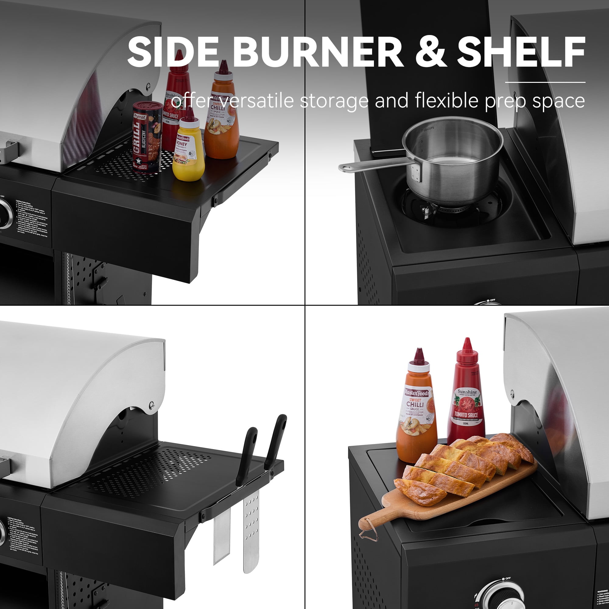 Royal Gourmet OK4003T 4-Burner Gas Grill with Side Burner for Backyard Cooking, Silver & Black