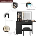 thumbnail image 6 of RIEDHOFF Vanity, Makeup Vanity with Mirror and LED Light, Large Storage Space with 2 Drawers and Storage Cabinet, Vanity Table Set with Comfortable Stool for Bedroom in Black, 6 of 8