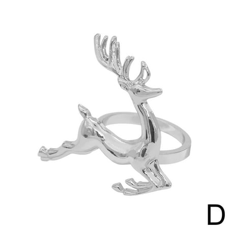 

Christmas Napkin Rings Deer Shaped Holders Buckles Table Party Napkin Decor D2S7
