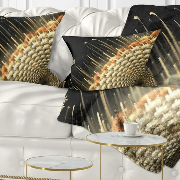 Designart Brown Fractal Flower Pattern - Floral Throw Pillow - 12x20