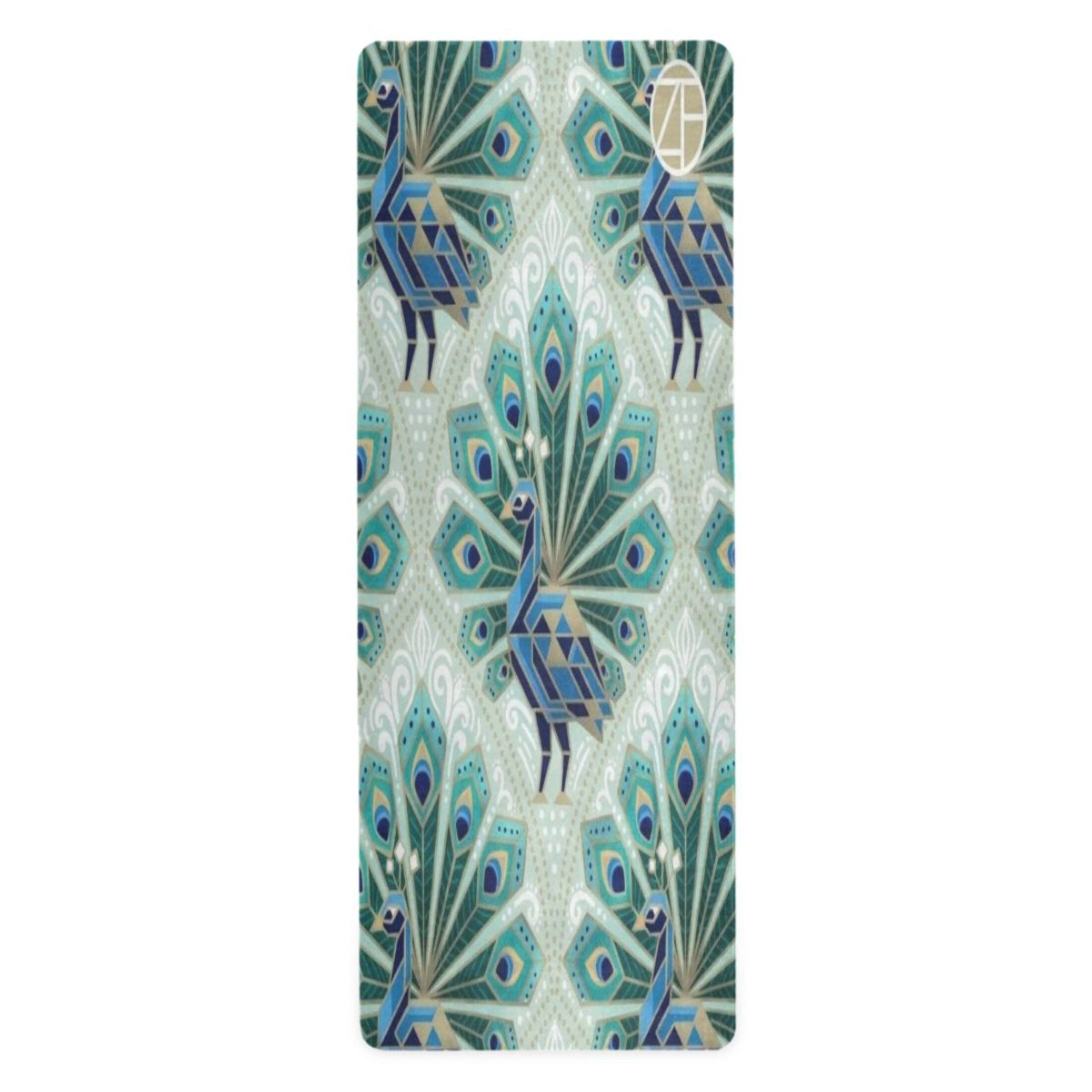 BZSMCE Yoga Mat Women Fitness Mat Green Peacock Pattern