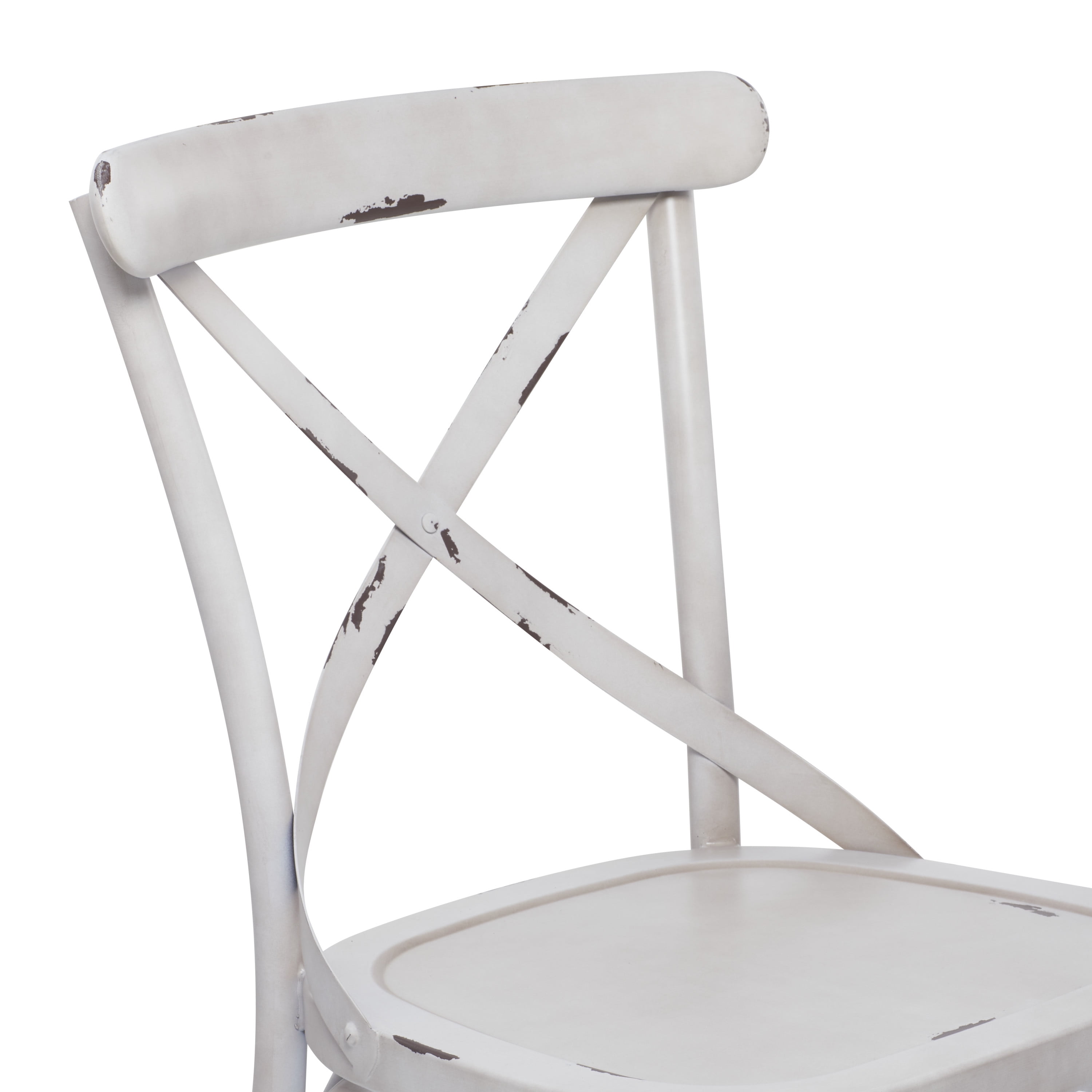 DecMode 19"W, 35"H Metal Farmhouse Outdoor Dining Chair, White, 2-Piece