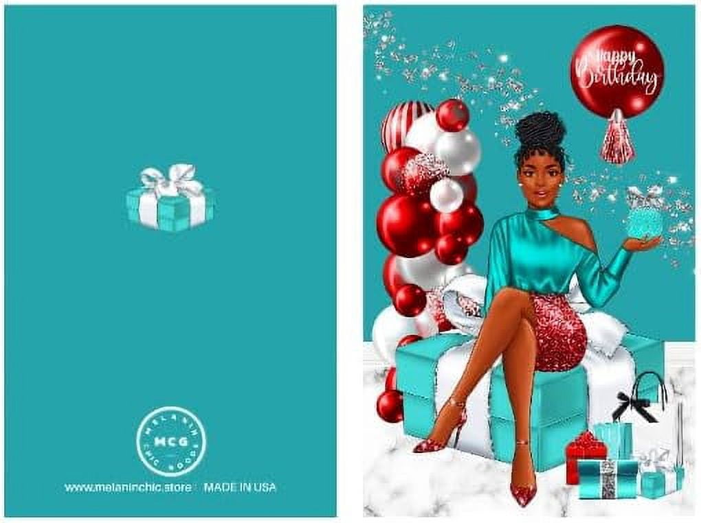 6 Pack African American Birthday Greeting Cards, Cute Birthday Card, Black Girl Queen Happy Birthday card for Wife, Girlfriend, Sisters with Envelope