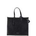 thumbnail image 1 of Pre-Owned Samantha Vega Crocodile Embossed Tote Bag/Shoulder Bag, 2-Way, Black Synthetic..., 1 of 13