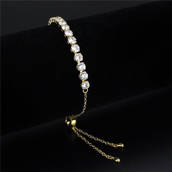 9.5 in. Gold Brass Bracelet with AAA Grade CZ, Clear