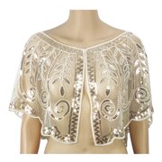 Aellinatey Women's Glittering Shawl Sequins Bridal Shawl Fringed Evening Wrap Shawls