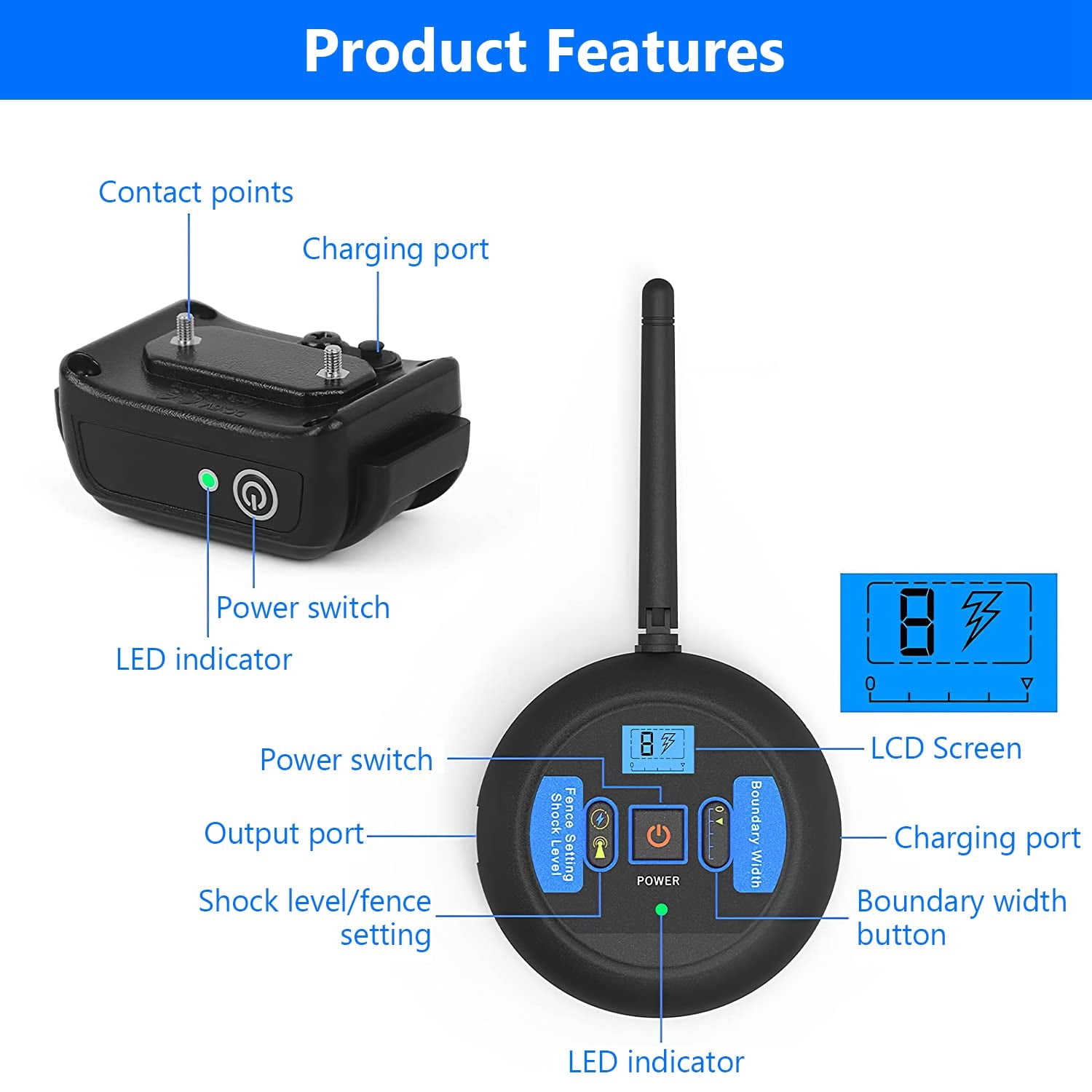 Wireless Dog Fence, Electric Dog Collar Fence,Pet Containment System, Adjustable Warning Strength