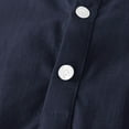 thumbnail image 5 of WREESH Men's Solid Button Shirts Casual Short Sleeve V-Neck Shirt Top Cotton Linen Summer Comfort Shirt Navy, 5 of 6