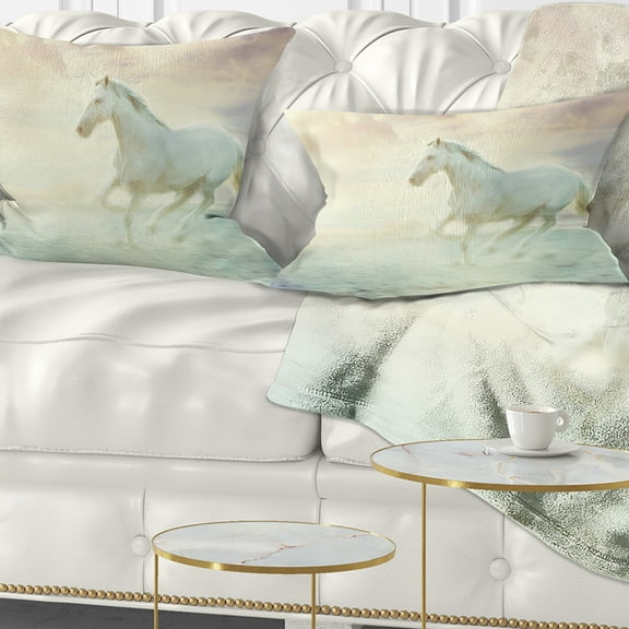 Designart Fantasy White Horse - Animal Throw Pillow - 12x20