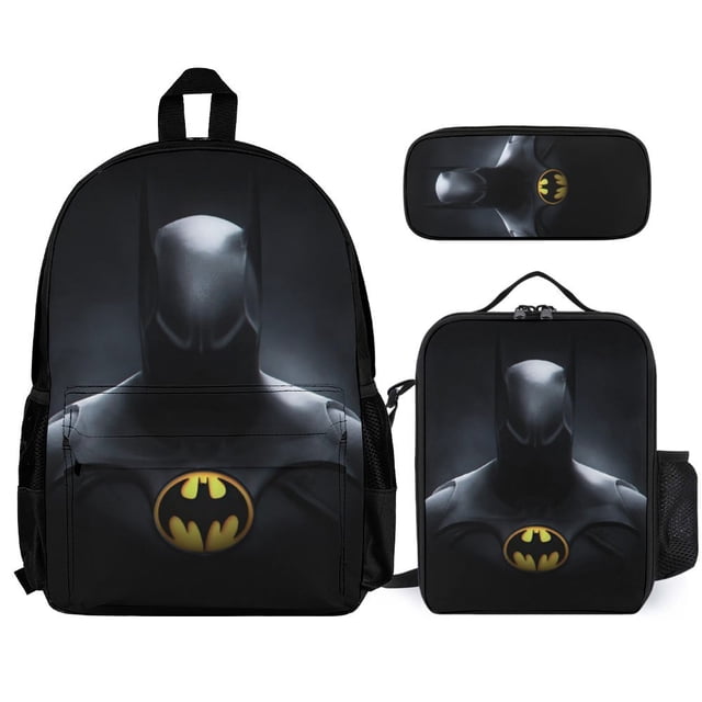 Batman 3 Pcs Backpack Set With Lunch Bag And Pencil Case Casual Bookbag Lunch Box Pencil Box
