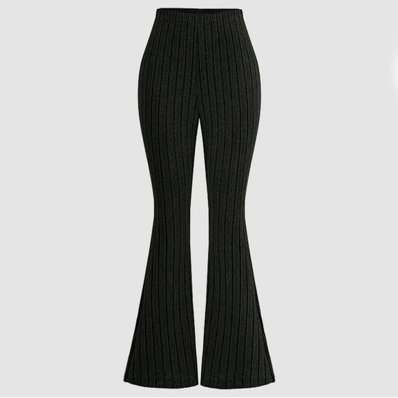 Delliss Girls' Solid Color Elastic Waist Casual Flare Pants Black 10 Years