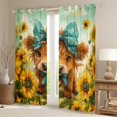 thumbnail image 2 of Homewish Cute Highland Cow Black Out Curtains,Farm Highland Cattle Curtains Pack of 2 (42x63 Each),Yellow Sunflower Blue Bow Tie Bedroom Curtains For Girl Boys,Ultra Soft Home Decor, 2 of 6