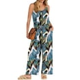 thumbnail image 3 of Fantaslook Jumpsuits for Women Casual Sleeveless Spaghetti Strap Rompers Boho Wide Leg Jumpsuits Overalls Dressy Trendy Outfits Clothes, 3 of 9