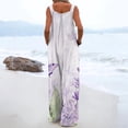 thumbnail image 5 of JULMCOMO Jumpsuits for Women Floral Print Wide Leg Casual Bib Overalls Square Neck Loose Fit Beach Summer Jumpsuits with Pockets Purple M, 5 of 5