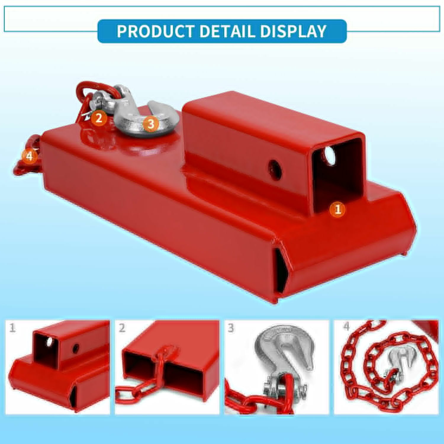 RVNI 2 in Hitch Receiver Forklift Trailers Towing Adapter Pallet Forks Attachment Ball Mount