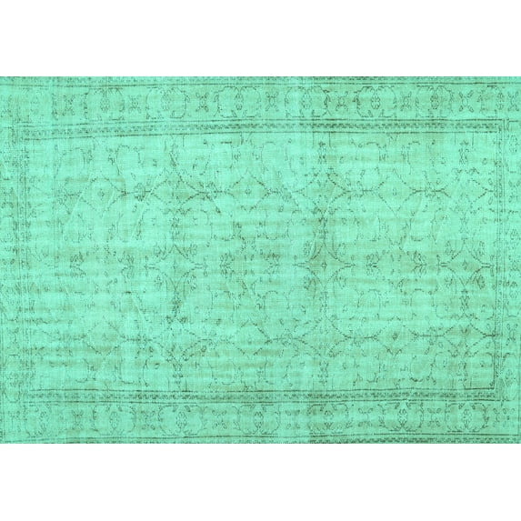 Ahgly Company Machine Washable Indoor Rectangle Abstract Turquoise Blue Contemporary Area Rugs, 8' x 10'