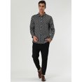 thumbnail image 3 of INSPIRE CHIC Men's Shirt Polka Dots Pattern Point Collar Long Sleeve Button Down Shirt 42 Black, 3 of 7