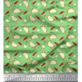 thumbnail image 1 of Soimoi Green Cotton Duck Fabric Red Chilli & Tacos Food Print Fabric by the Yard 56 Inch Wide, 1 of 3