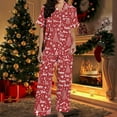 thumbnail image 5 of Christmas Pajamas Women's Two-Piece Christmas Pajamas short sleeves Button Shirt and Pants Set Home Clothes, 5 of 9