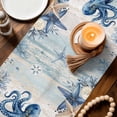 thumbnail image 3 of Blue Octopus Coastal Table Runner 90 Inches, Beach Starfish Nautical Coral Vintage Bed Runner Dresser Scarves Tabletop for Indoor Outdoor Parties/Ceremony/Banquet, 13" x 90", 3 of 9