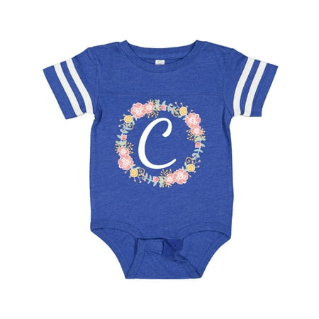 

Inktastic C Monogram Alphabet Letter Rose Floral Wreath Gift Baby Girl Bodysuit