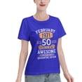 thumbnail image 2 of 50 Year Old Gift February 1971 Women'S Basic Short Sleeve T-Shirt Blue Xx-Large, 2 of 5