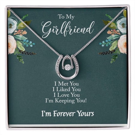 To My Girlfriend, Lucky In Love Necklace, Pendant, Gift For Girlfriend, Message Card, Girlfriend Necklace, Personalized Gift, Jewelry Gift