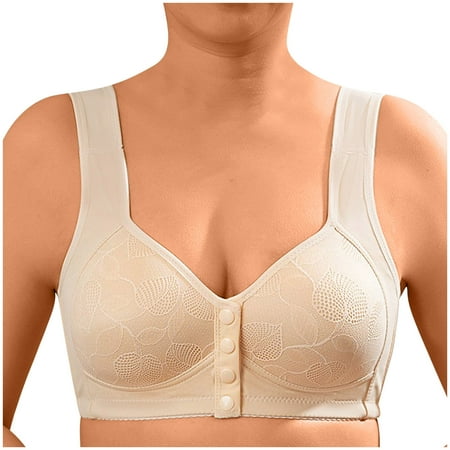 Black of Friday Deals!Clearance Staron Bras for Women  Women Bra Front Closure No Underwire Bras Comfortable Stretch Bras Wireless No Steel Bra Breathable Bras