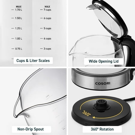 Cosori - Original 1.7L Digital Glass Electric Kettle - Black