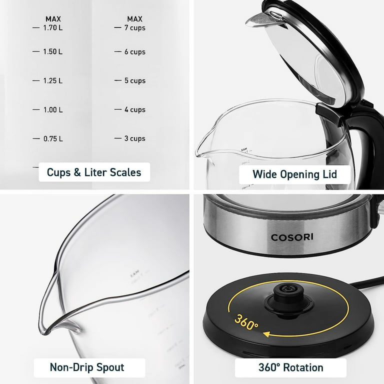 COSORI Electric Kettle Temperature Control with 6 Presets, 60min Keep Warm  1.7L Electric Tea Kettle & Hot Water Boiler, 304 Stainless Steel Filter