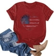 thumbnail image 4 of Duqingm American Flag Shirt Women's 250 Years America Anniversary 250th Independence Day Vintage V-Neck T-Shirt Red,M, 4 of 5