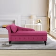 thumbnail image 2 of ACMEASE Chaise Lounge Chair Indoor Kids Modern Tufted Right Armrest Velvet Lumbar, Fuchsia, 2 of 7