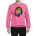 thumbnail image 2 of Lion Paint Art Splatter Abstract Art Animal Lover Unisex Crewneck Graphic Sweatshirt, Neon Pink, 2XL, 2 of 3