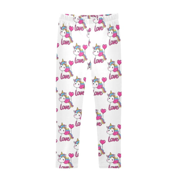 Unicorn Love Balloon Printed Leggings Yoga Pants for in 4t to 10t