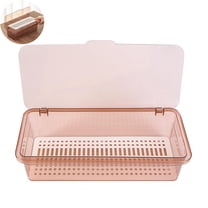 1 Pack Plastic Silverware Tray with Lid,Brown Cutlery Storage Container,Household Flatware Tray with Drainer,Forks Knives Spoons Tea Ware Organizer,for Kitchen Utensil Drying By Scheam
