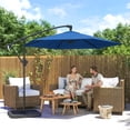 thumbnail image 2 of Outsunny 9.7 ft Offset Patio Umbrella with Fillable Weights, Navy Blue, 2 of 10