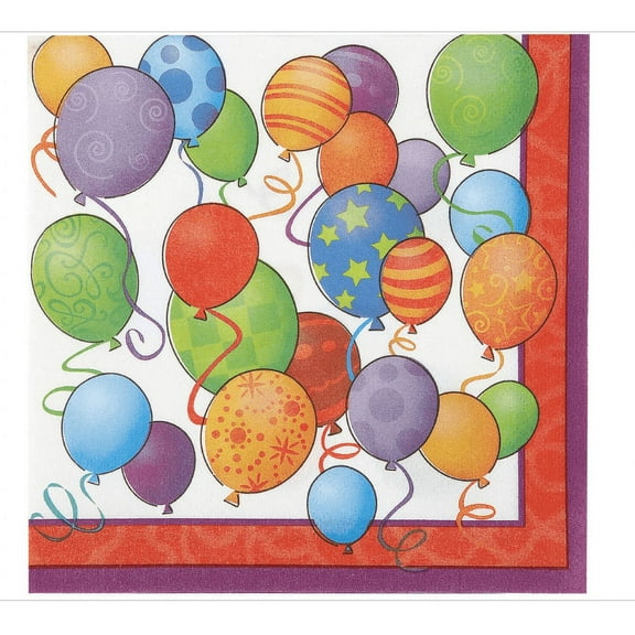 Balloons Birthday Beverage Napkins, 16ct