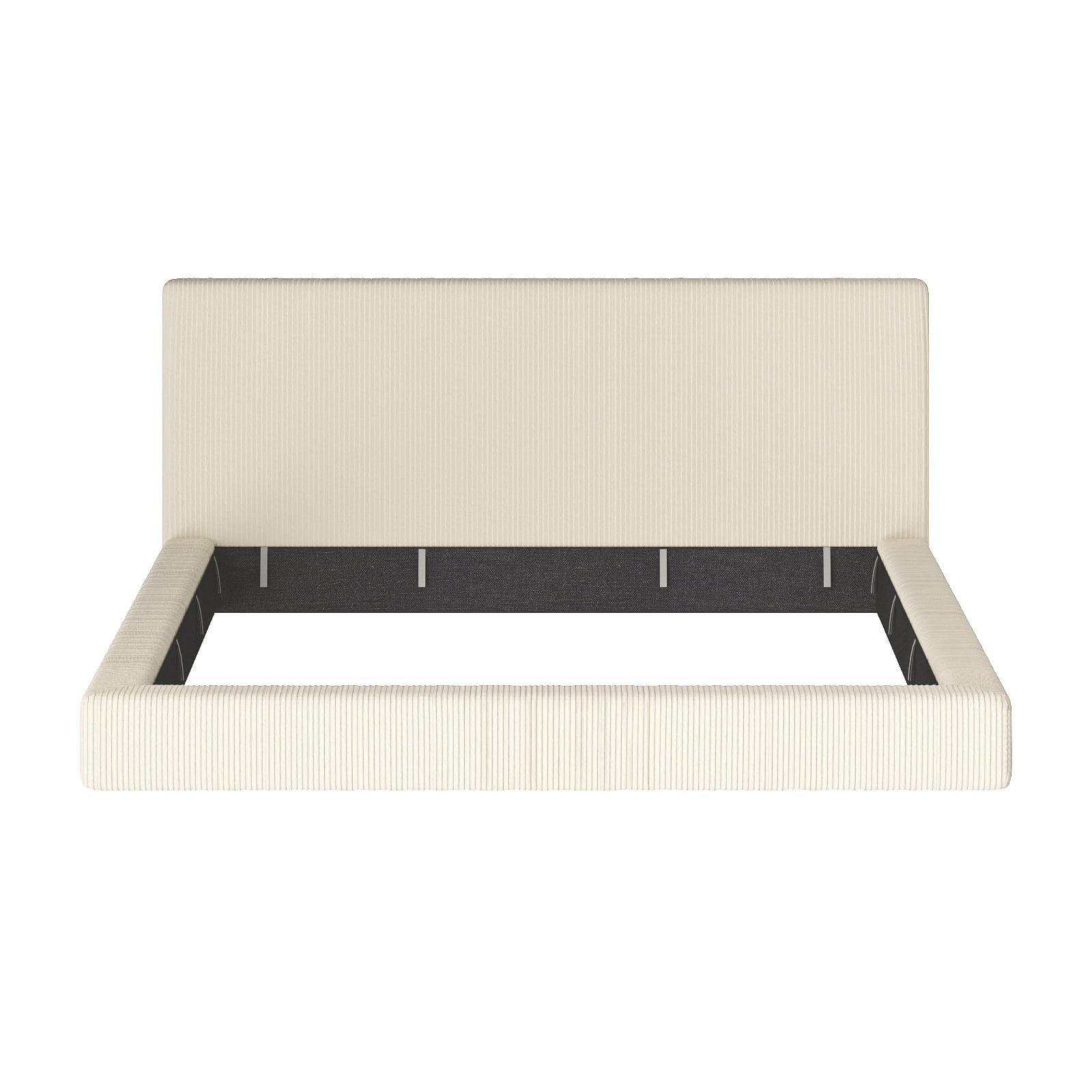 Garitin Bed Surround and King Size Upholstered Bed Frame, Corduroy Cushioned Bed Surround with High Density Sponge for Bedroom, Cream