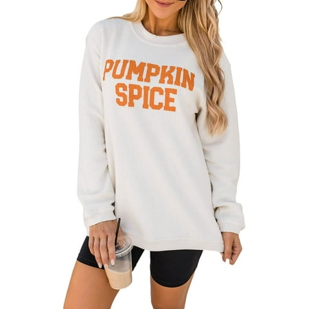 Women Halloween Pumpkin Spice Graphic Sweatshirt Letter Print Casual Long  Sleeve Pullover Tops | Walmart Canada