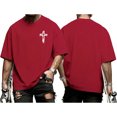 thumbnail image 2 of adaychics Mens Christian Tshirts Cross Print Loose Fit Crew Neck Graphic Shirt Summer Casual Cotton Tops for Daily Wear, 2 of 10