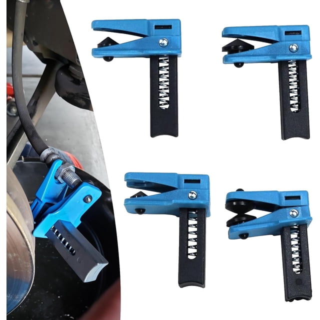 4 PCS Car Fluid Line Stoppers, Vertical Oil Pipe Clamp Banjo Stopper Compatible with Multiple Sizes, Set for Fuel Rail Hose A/C Brake (Blue) -