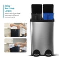 thumbnail image 5 of Home Zone Living 16 Gallon Dual Trash and Recycling Can with Removable Liners and Soft Close Lids, Stainless Steel, Silver, 5 of 7