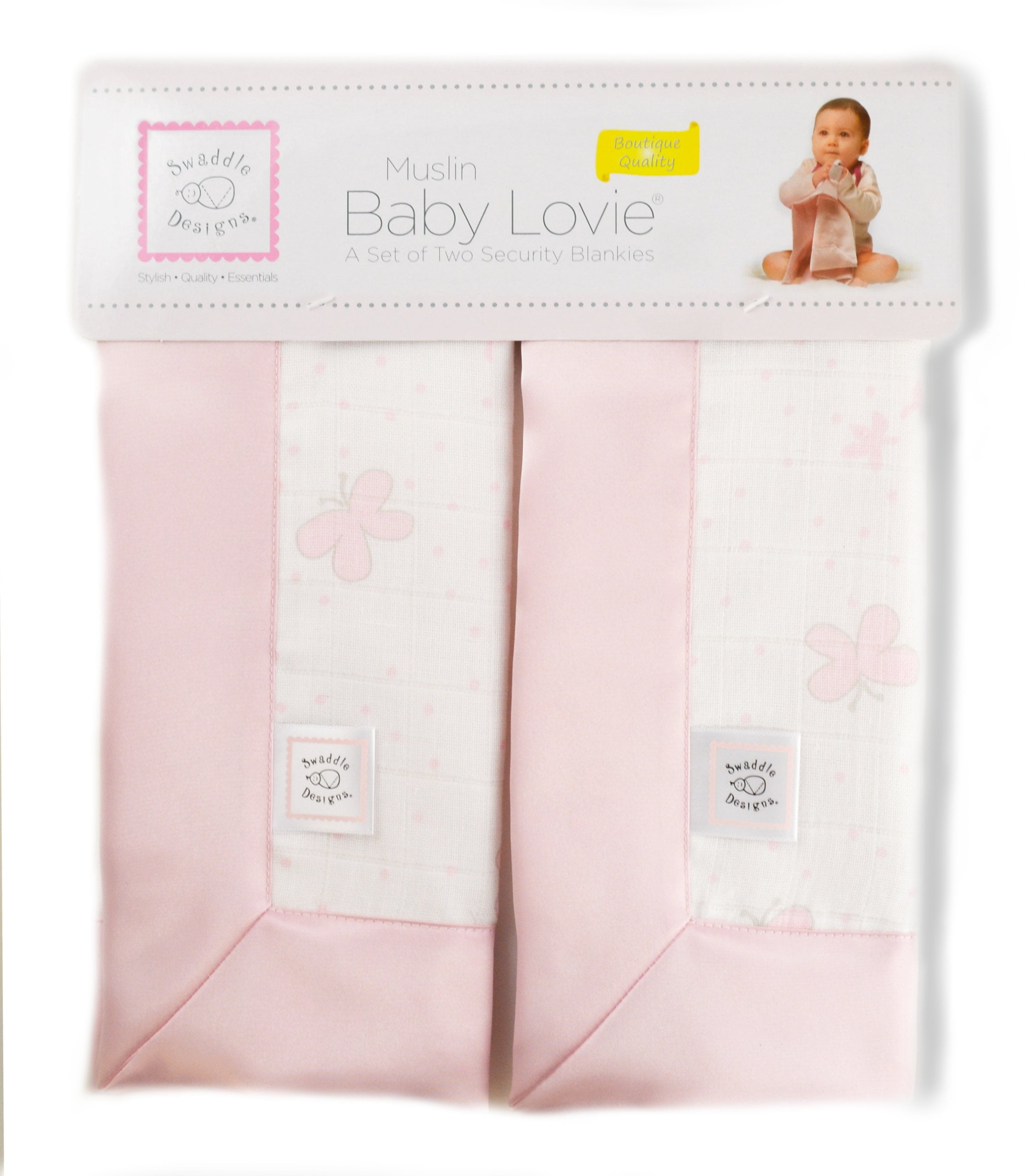 Swaddledesigns Cotton Muslin Baby Lovies, Set Of 2 Small Security
